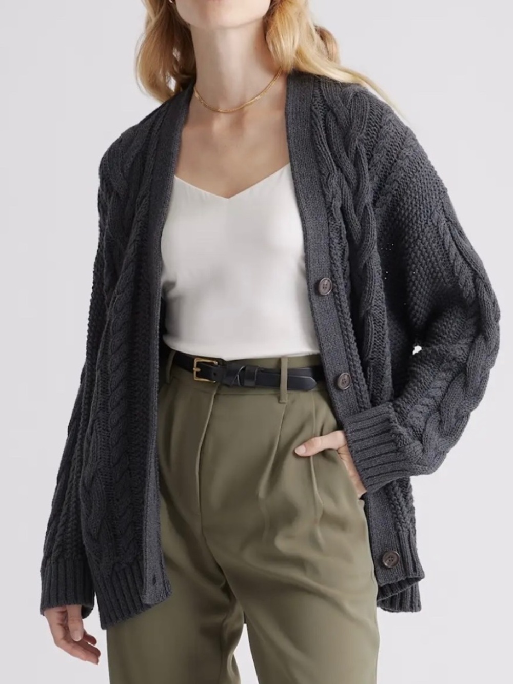 Quince 100% Organic Cotton Oversized Cable Cardigan